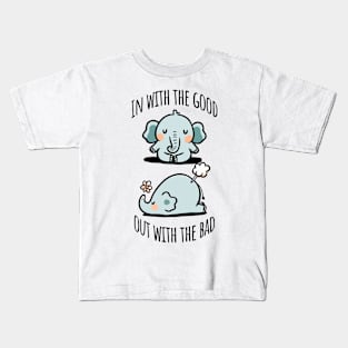 Cute Elephant Breathing Yoga In and Out Meditation design Kids T-Shirt